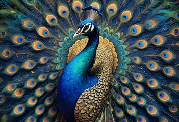 Peacock Feathers Spread in a Dramatic Display