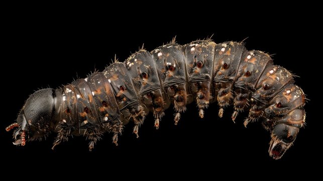 Larder beetle larva from Dermestidae family