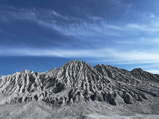 Landscape of tailing materials like sand from an abandoned kaolin mining site