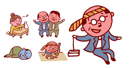 ベロベロに酔っ払ったサラリーマンおじさん