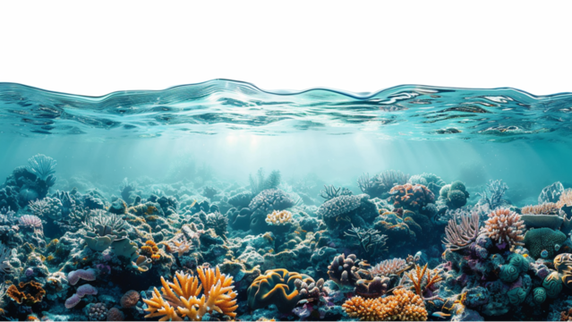 Underwater world. Ecosystem. Isolated on transparent background.