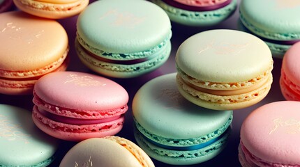 Fototapeta premium A delightful assortment of colorful macarons