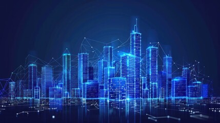 Digital Cityscape: A Network of Glowing Towers