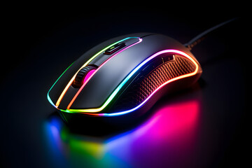 neon light computer mouse gaming mouse, gaming mouse product photo neon style