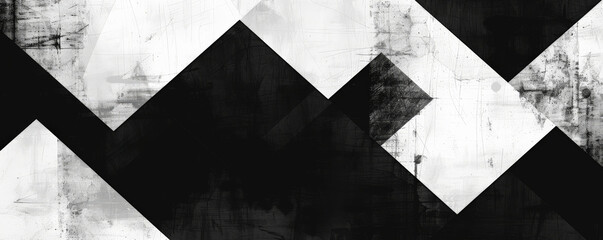 Design art background with a minimalist black and white geometric pattern, sharp lines and angles creating a sense of modern elegance