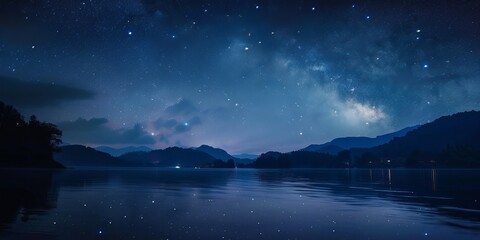Fototapeta premium Beautiful starry sky over sea at night