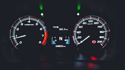 Fototapeta premium display of the speedometer interface design on an automatic transmission vehicle