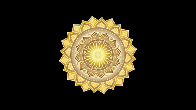Golden Rotating Mandala Looping Animation