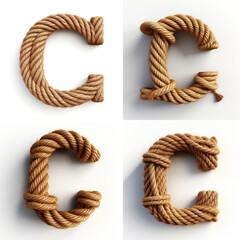 C, letter out of jute rustic rope, type, rope, alphabet, text, lettering, typography, 3D style