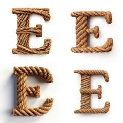 E, letter out of jute rustic rope, type, rope, alphabet, text, lettering, typography, 3D style