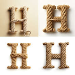 H, letter out of jute rustic rope, type, rope, alphabet, text, lettering, typography, 3D style