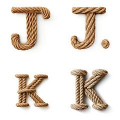 J, K, letter out of jute rustic rope, type, rope, alphabet, text, lettering, typography, 3D style