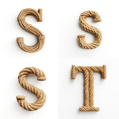 letter out of jute rustic rope, type, rope, alphabet, text, lettering, typography, 3D style