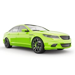 Fototapeta premium Green car isolated on white background