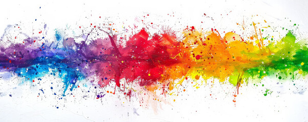 Fototapeta premium Pride LGBT background featuring a bold, abstract rainbow splash on a white canvas, expressing joy and diversity