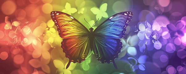 Pride LGBT background featuring a rainbow-colored butterfly pattern, delicate and beautiful