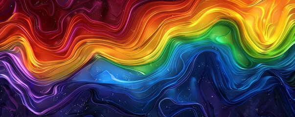 Pride LGBT background showcasing a rainbow-colored abstract wave pattern, creating a sense of movement and energy