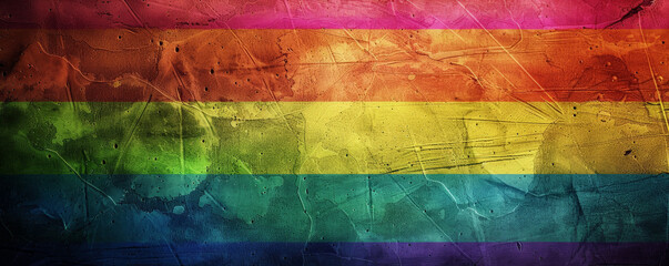 Pride LGBT background with a grunge texture and distressed rainbow stripes, adding a raw and authentic feel