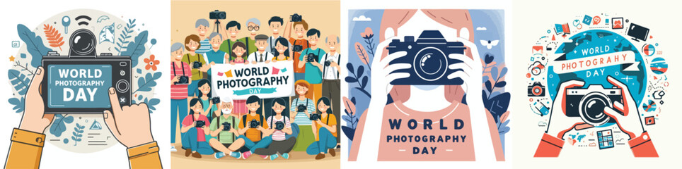 vector world photographer day with flat design style