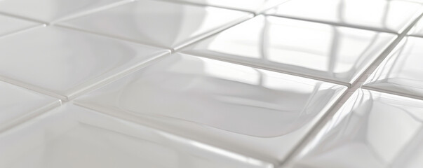 Obraz premium White Ceramic Tiles: Glossy white ceramic tiles arranged in a grid, offering a clean and contemporary aesthetic.