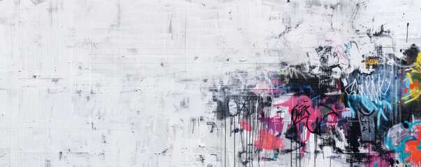 White Graffiti Wall: A white wall with faint graffiti and street art, adding an urban and edgy element.