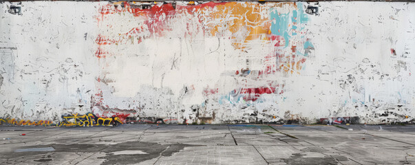 White Graffiti Wall: A white wall with faint graffiti and street art, adding an urban and edgy element.
