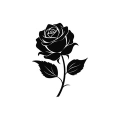 Black rose silhouette vector design