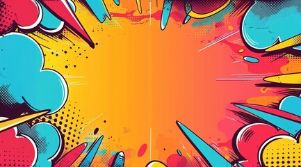 Fototapeta premium A template for a blank, vibrant, comic-style abstract background. 