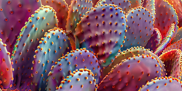 Desert Cactus: Close-Up Texture of Spiky Desert Cactus, Showcasing Intricate Patterns and Succulent Texture
