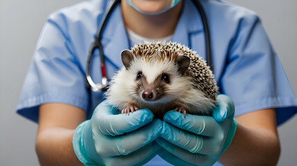 A vet with a hedgehog.