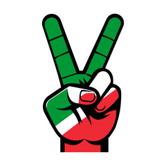 Obraz premium Victory Hand with Palestinian Colors. Vector Illustration.
