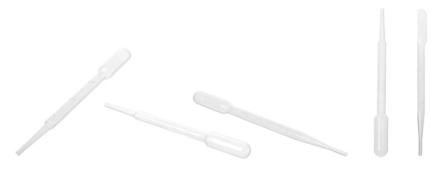 Obraz premium Pipettes isolated on white, set. Medical equipment