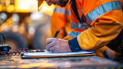 Safe work practices construction worker hand signing safety risk