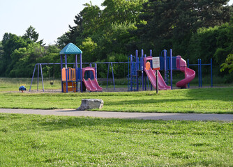 children's playground against the backdrop of the landscape