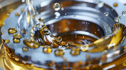 Lubricate motor oil and Gears. Oil wave splashing in Car engine with lubricant oil. Concept of Lubricate motor oil and Gears. 