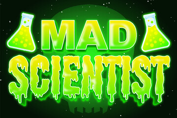 mad scientist green poison toxic typography lettering editable text effect font style template background
