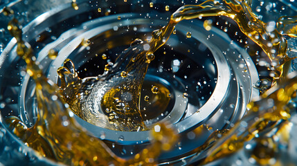 Lubricate motor oil and Gears. Oil wave splashing in Car engine with lubricant oil. Concept of Lubricate motor oil and Gears. 