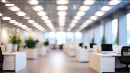 Fototapeta premium Beautiful Blurred Background of a Modern Office. Made with Generative AI Technology