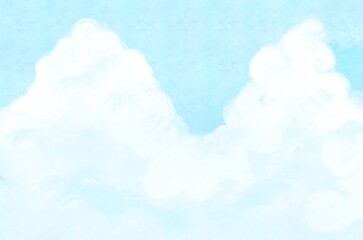 水彩タッチの青空と雲の背景イラスト素材