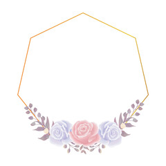 Vector Rose Flower Watercolor Frame Border