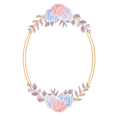 Vector Rose Flower Watercolor Frame Border