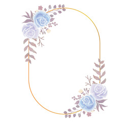Vector Rose Flower Watercolor Frame Border