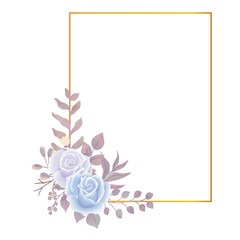 Vector Rose Flower Watercolor Frame Border