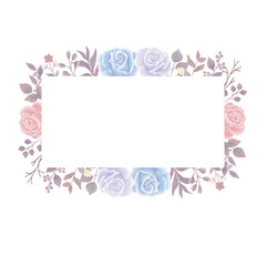 Vector Rose Flower Watercolor Frame Border