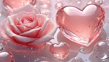 バラとハートの背景