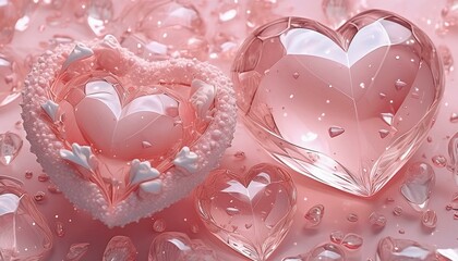 バラとハートの背景