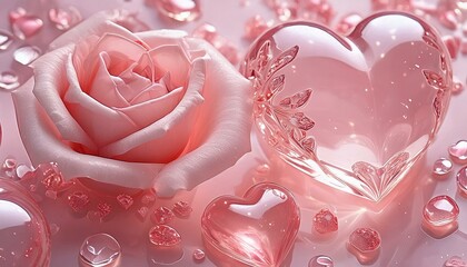 バラとハートの背景