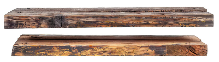Wooden Planks for Scaffold Walkways, Side View, End View, Top View. Isolated on a Transparent Background. Cutout PNG.