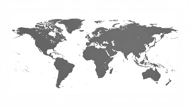 World map with borders Gray on white background. Illustration. Flat design. Simple style High resolution no shadows high quality no text and characters There are only shapes without letters.