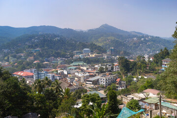 Obraz premium Scenic Aerial View Of Kandy City Nestled In Green Hills, Sri Lanka